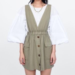 Zara Pinafore Sage Green Dress - XS
